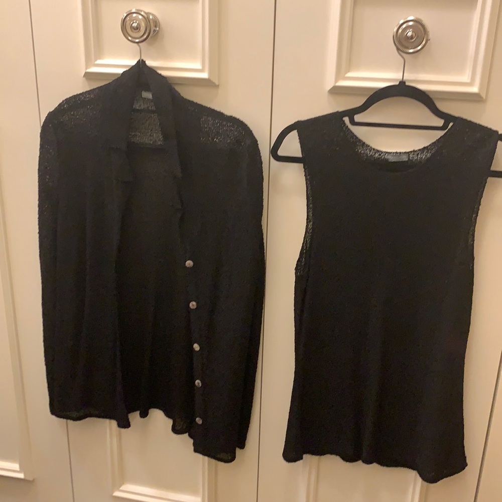 Two piece set of knit Carol Horn top and cover up
